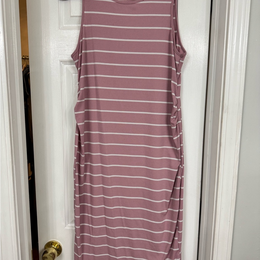 SHEIN Pink Sleeveless Crew Neck Sheath Midi Dress